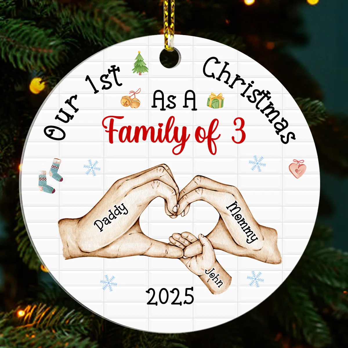 Baby's First Christmas As A Family - Personalized 1-Layer Acrylic Ornament - Image 2