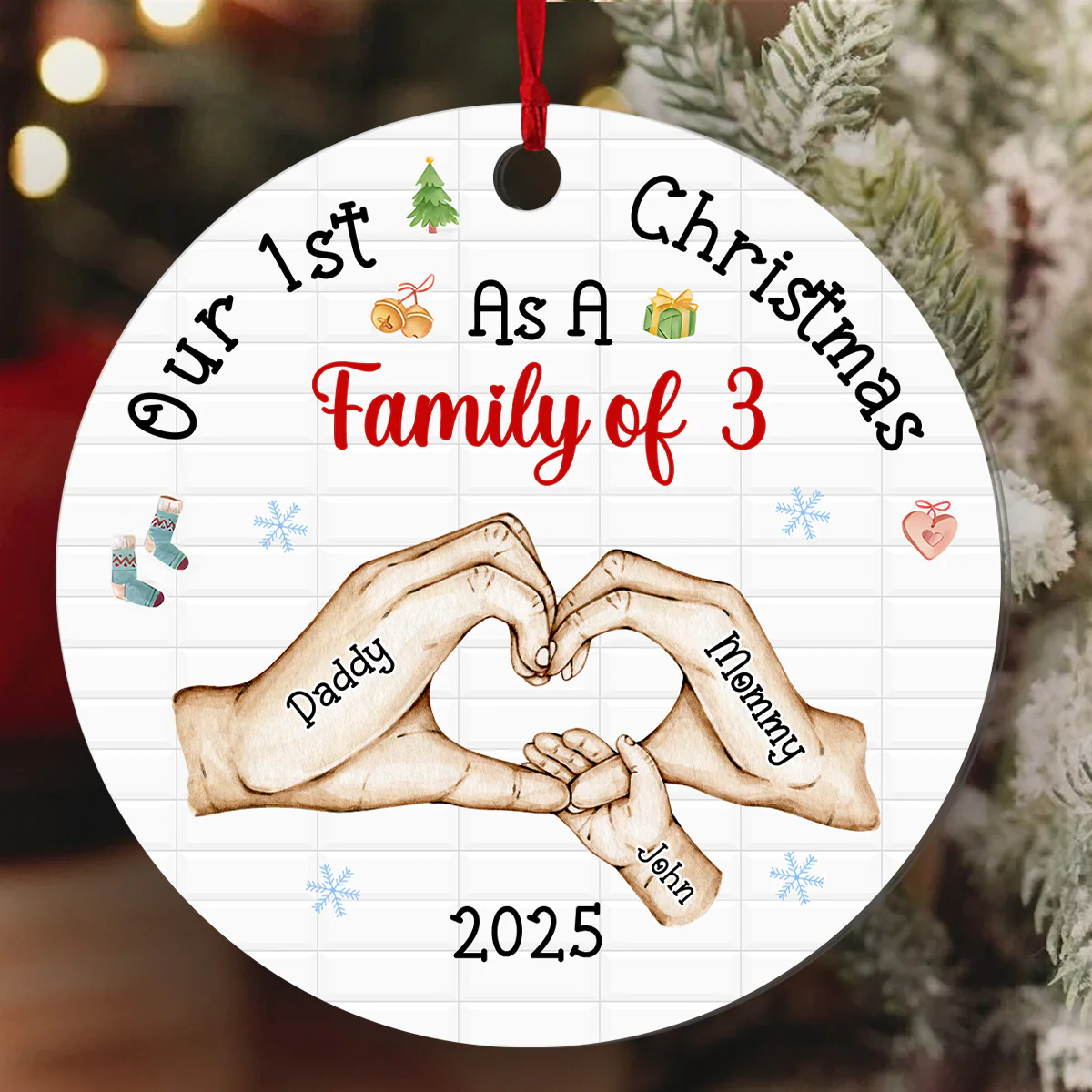 Baby's First Christmas As A Family - Personalized 1-Layer Acrylic Ornament - Image 3