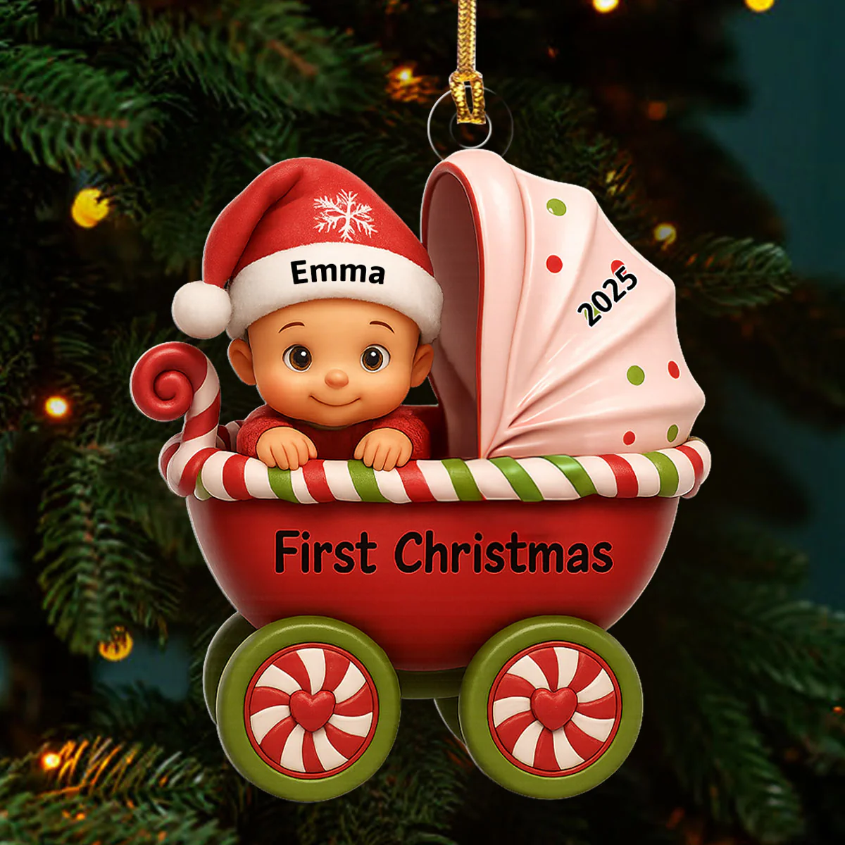 Baby's First Christmas - Personalized 1-Layer Acrylic Ornament - Image 3