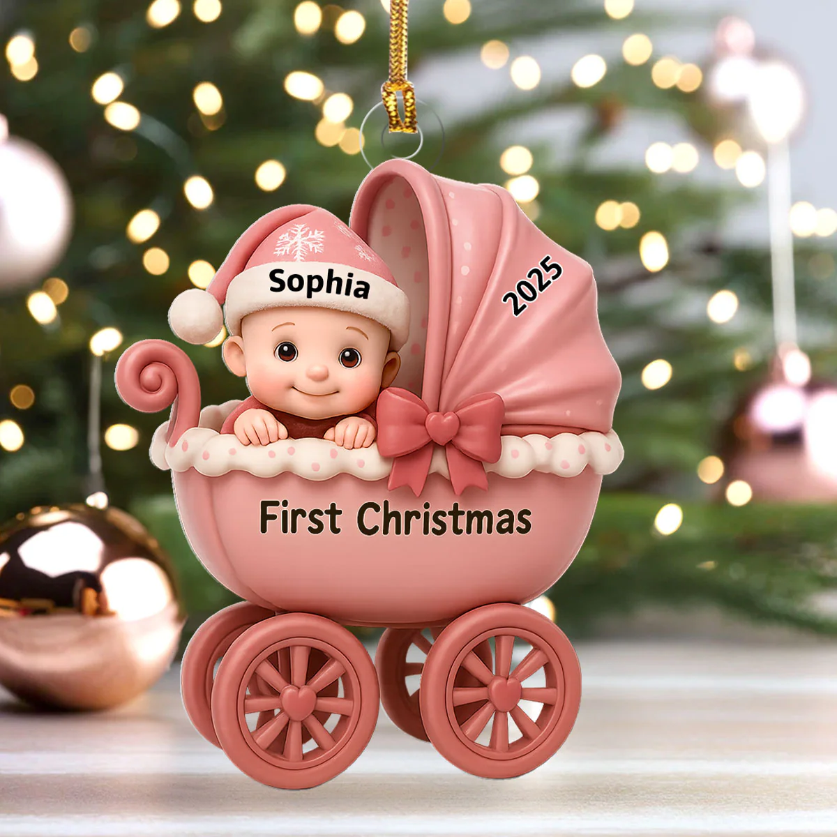 Baby's First Christmas - Personalized 1-Layer Acrylic Ornament - Image 4