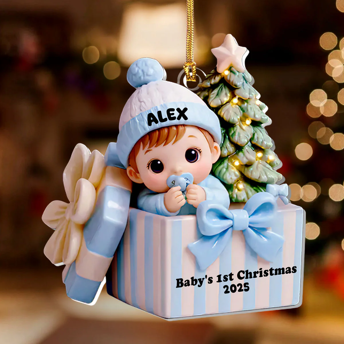Baby's First Christmas - Personalized 1-Layer Acrylic Ornament - Image 2