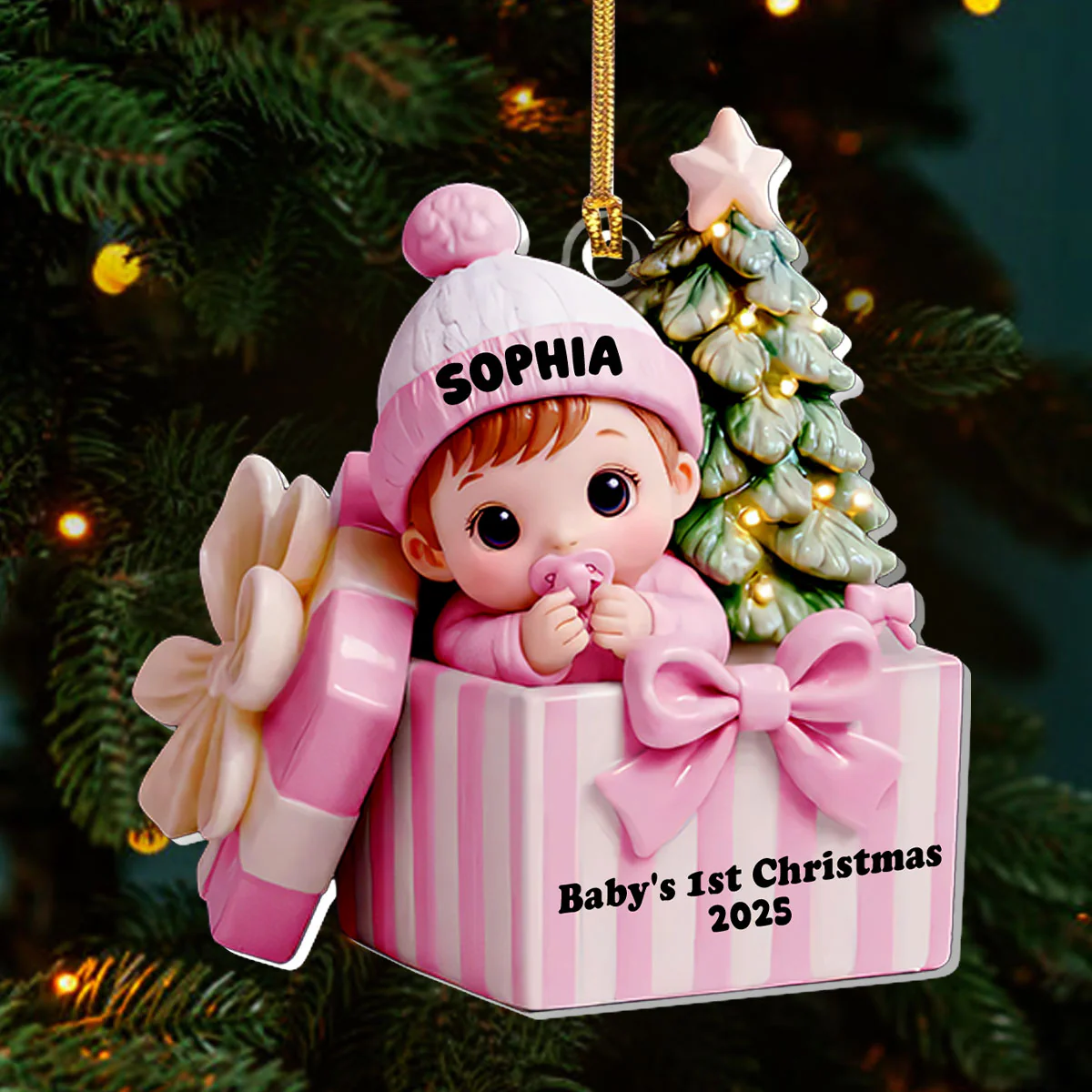 Baby's First Christmas - Personalized 1-Layer Acrylic Ornament - Image 3