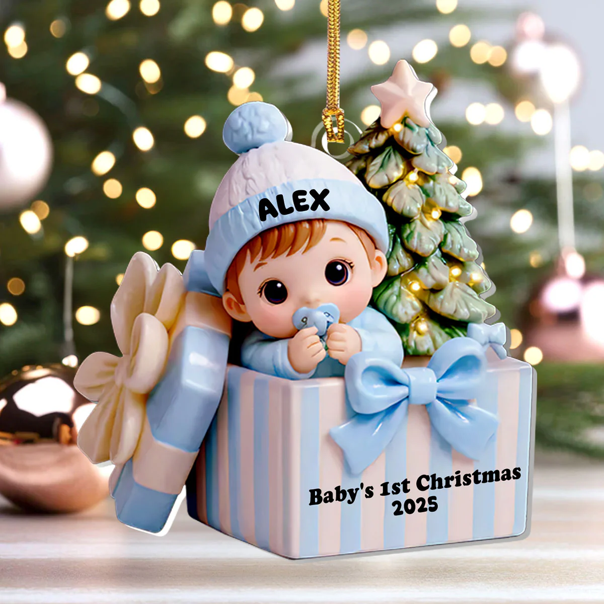 Baby's First Christmas - Personalized 1-Layer Acrylic Ornament - Image 4