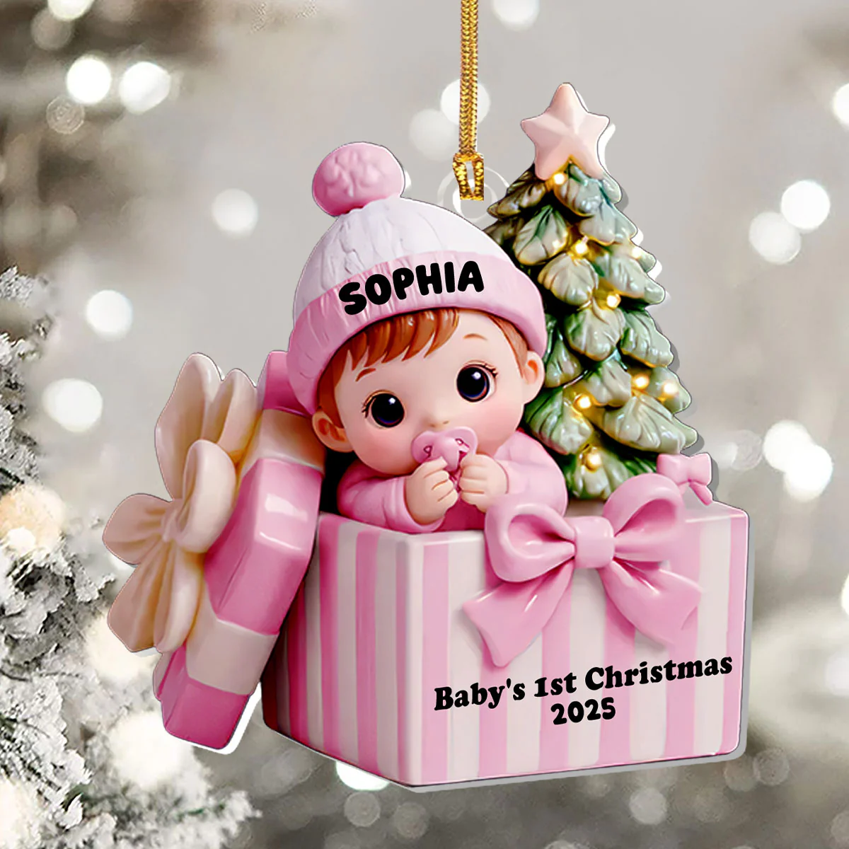 Baby's First Christmas - Personalized 1-Layer Acrylic Ornament - Image 5