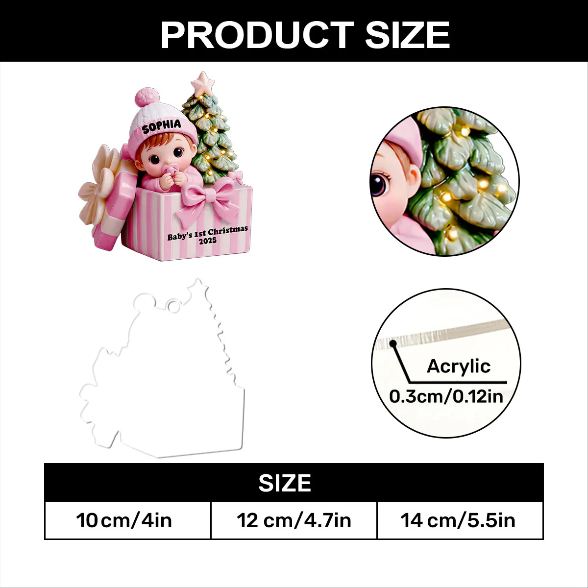 Baby's First Christmas - Personalized 1-Layer Acrylic Ornament - Image 7