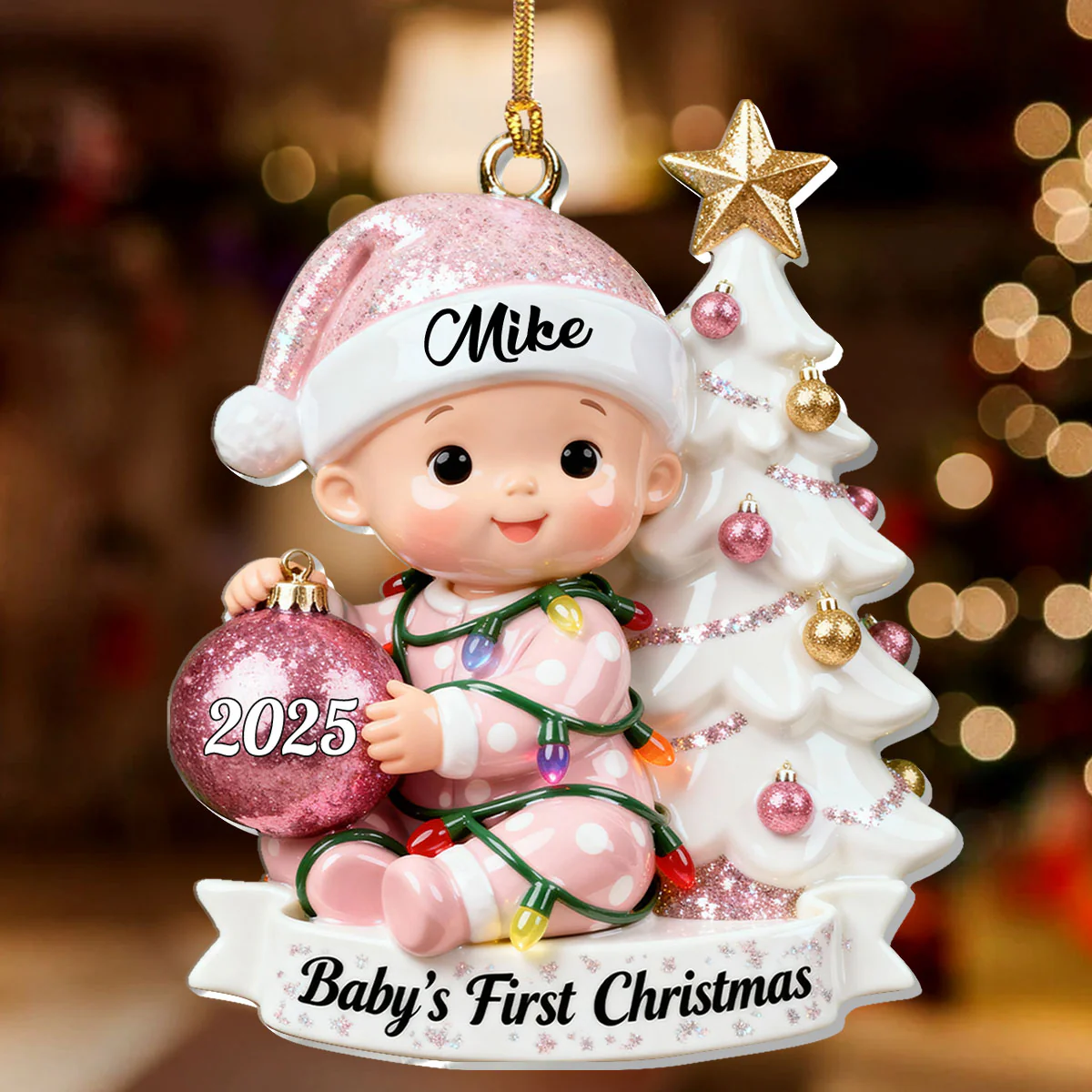 Baby's First Christmas - Personalized 1-Layer Acrylic Ornament - Image 2