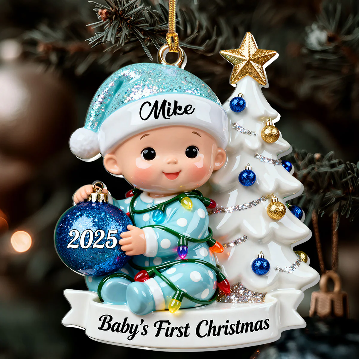 Baby's First Christmas - Personalized 1-Layer Acrylic Ornament - Image 6