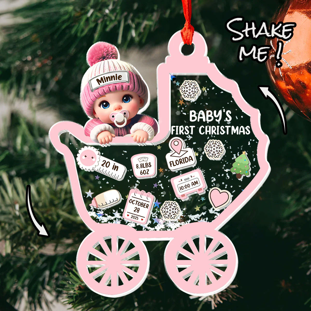 Baby's First Christmas - Personalized 3 Layered Christmas Shaker Ornament - Image 3