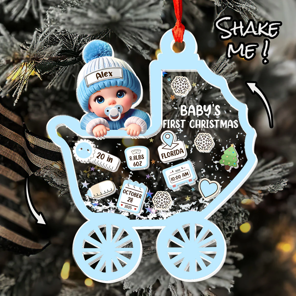 Baby's First Christmas - Personalized 3 Layered Christmas Shaker Ornament - Image 4