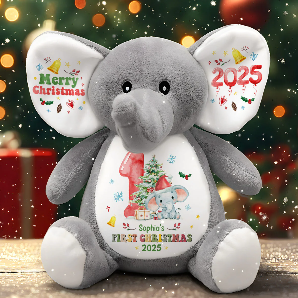 Baby's First Christmas - Personalized Stuffed Elephant