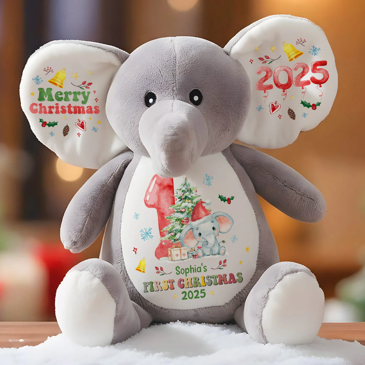 Baby's First Christmas - Personalized Stuffed Elephant - Image 4