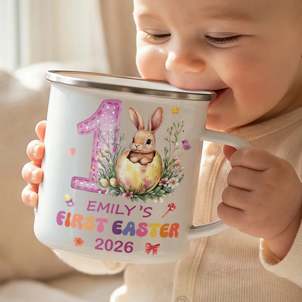 Baby's First Easter - Personalized Enamel Mug - Image 4