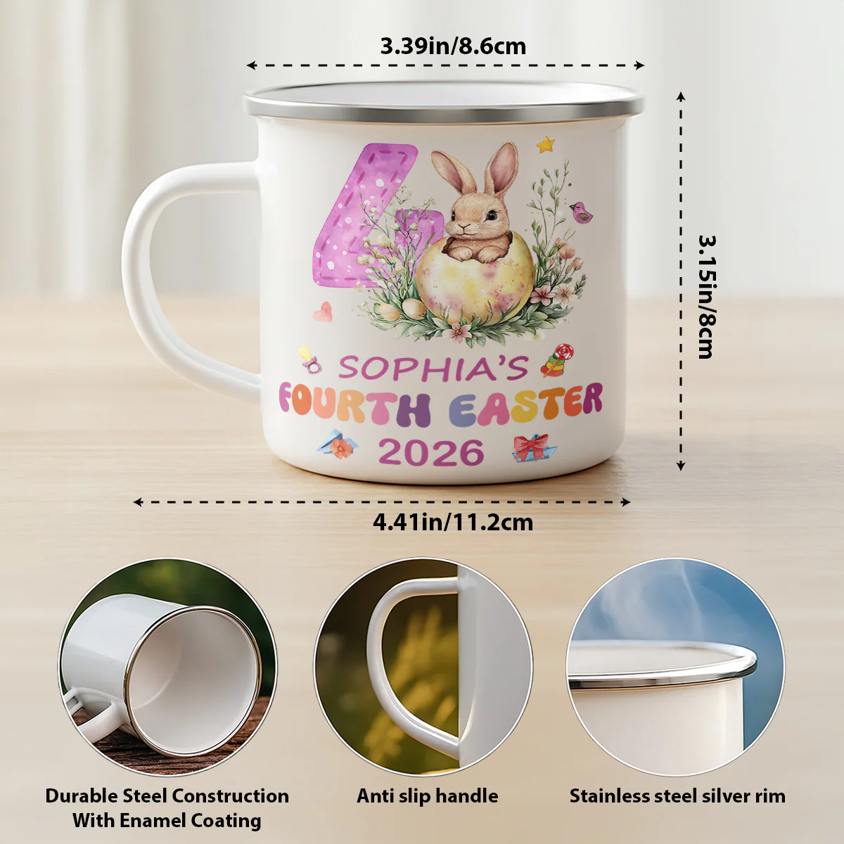 Baby's First Easter - Personalized Enamel Mug - Image 6