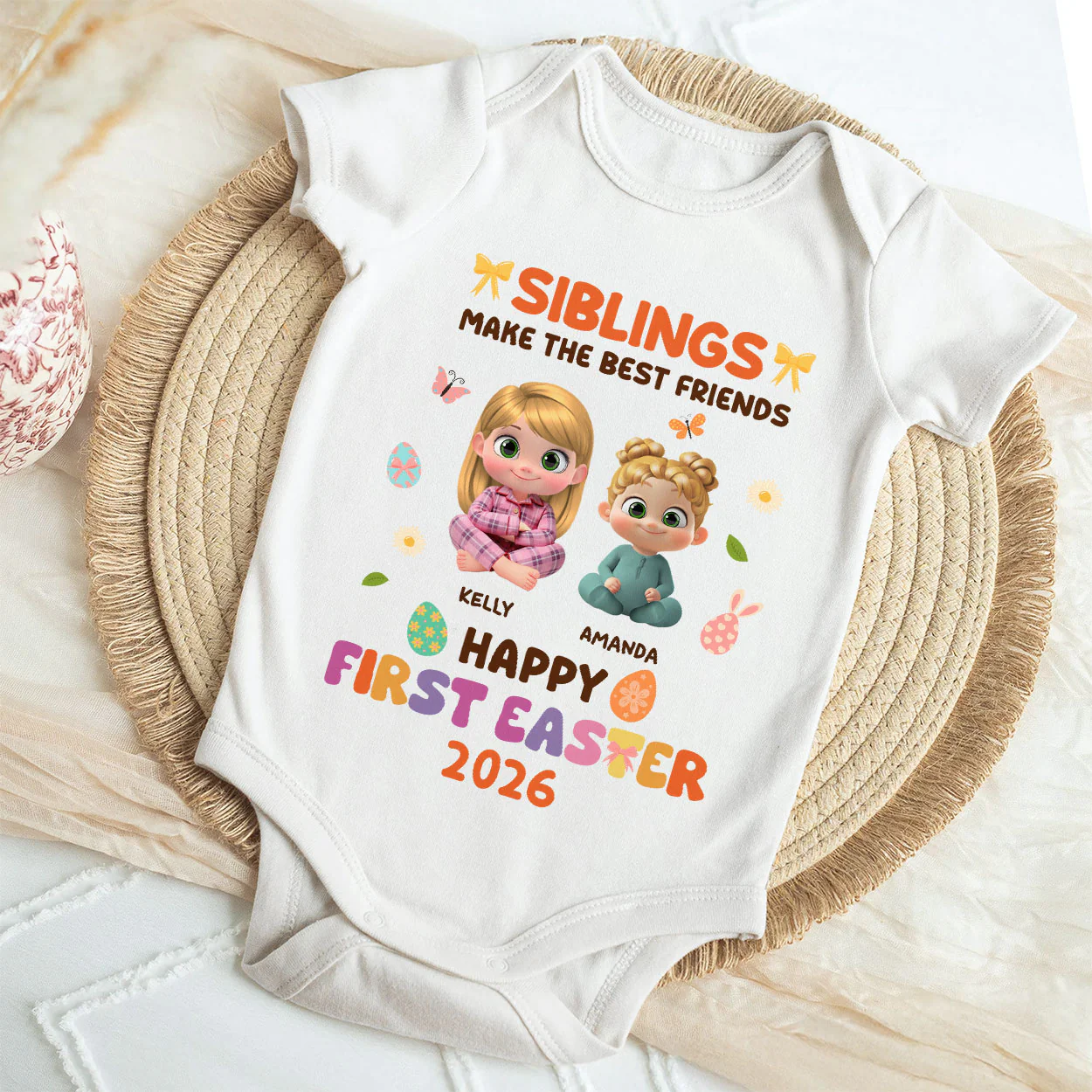 Baby's First Easter Sister Edition  - Personalized Baby Onesie - Image 4