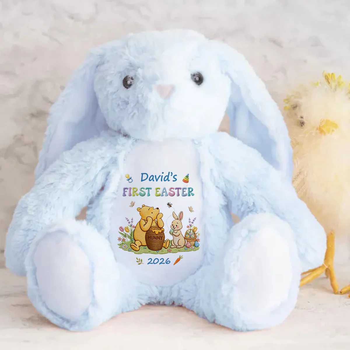 Baby's First Easter With Pooh - Personalized Stuffed Bunny - Image 4