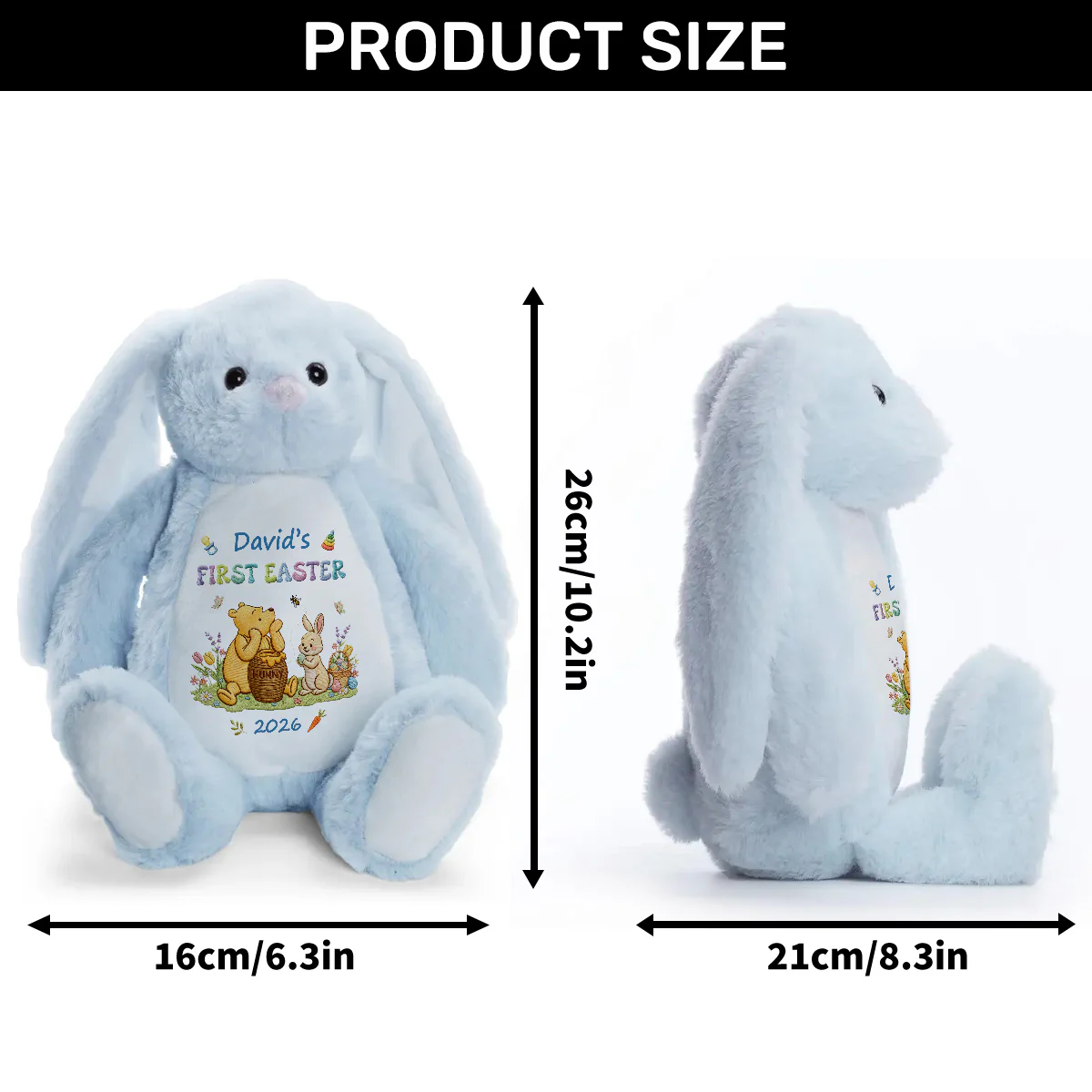 Baby's First Easter With Pooh - Personalized Stuffed Bunny - Image 9