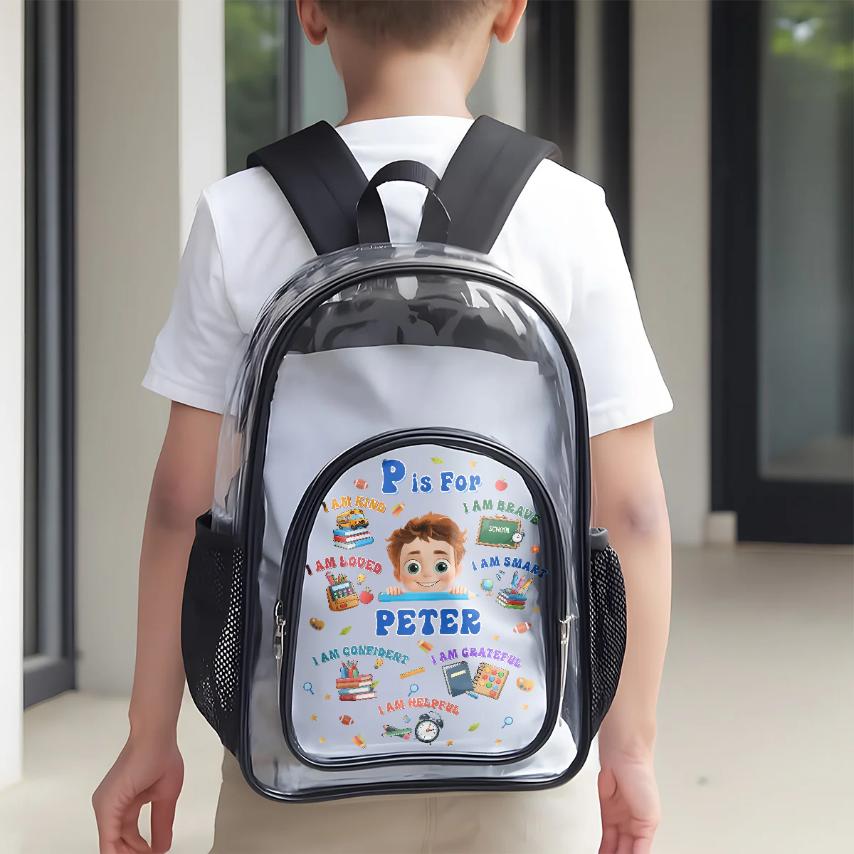 Back To School Affirmations - Personalized Clear Backpack - Image 3