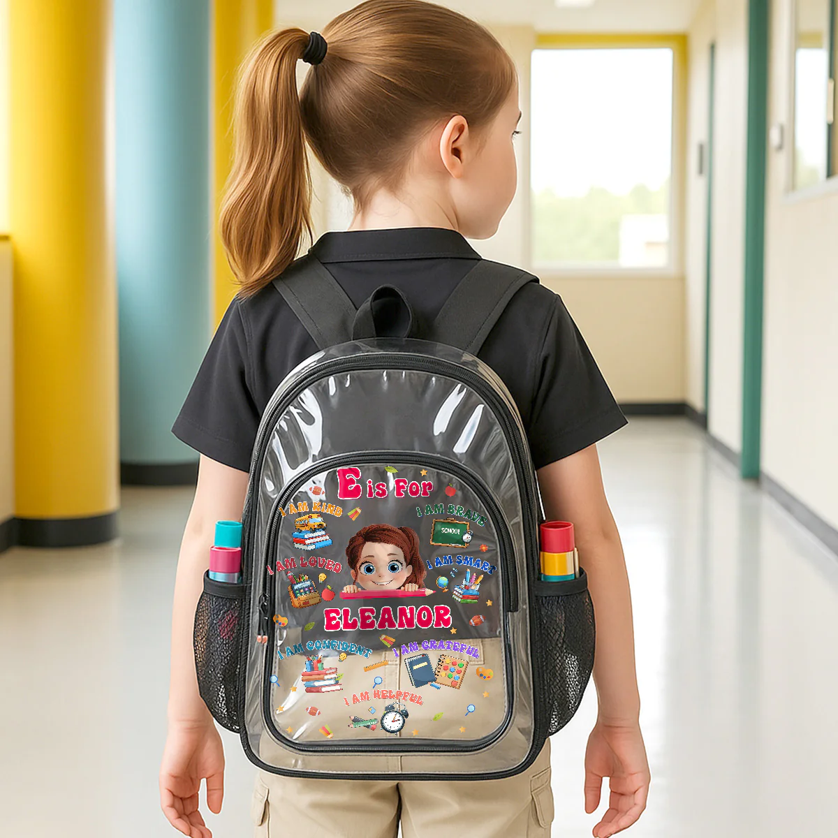 Back To School Affirmations - Personalized Clear Backpack - Image 4