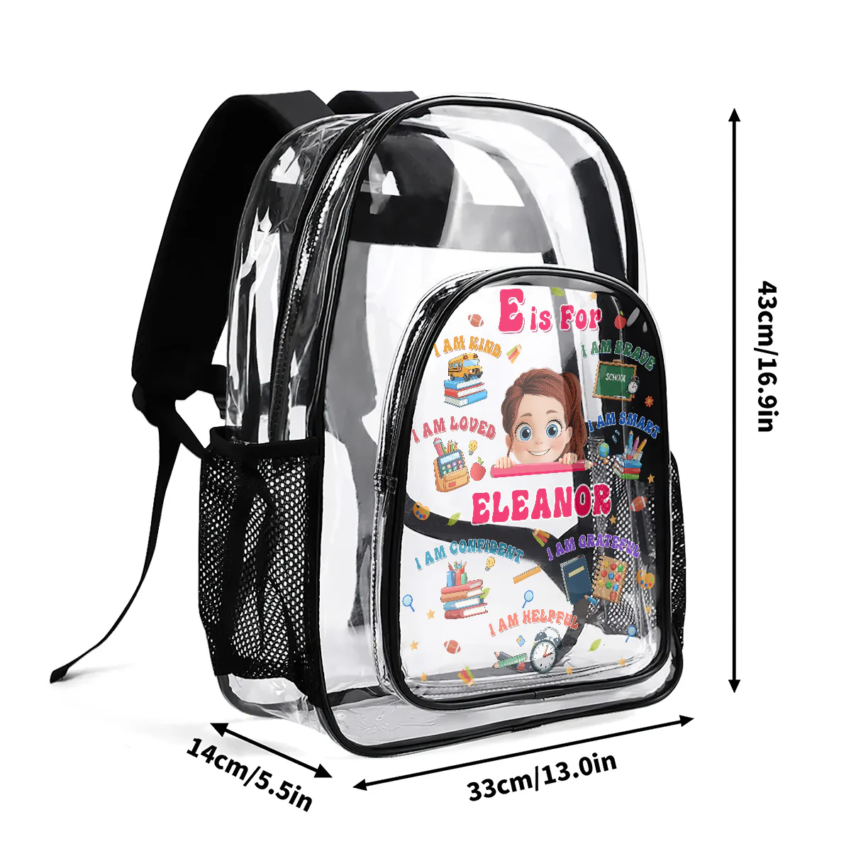 Back To School Affirmations - Personalized Clear Backpack - Image 8