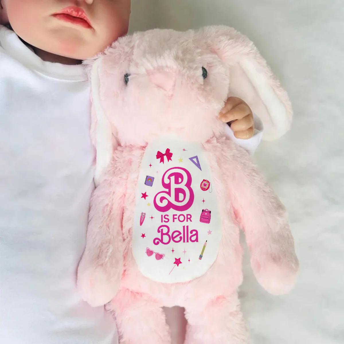 Back To School Custom Alphabets - Personalized Stuffed Bunny - Image 4