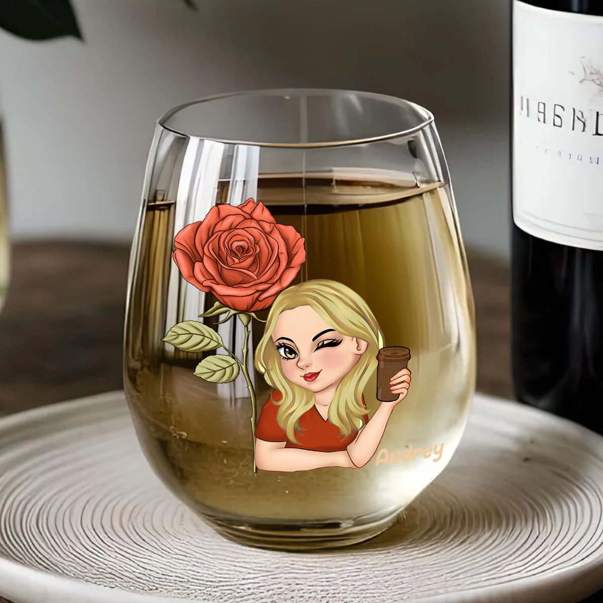 Badass B*tch - Personalized Stemless Wine Glass - Image 5