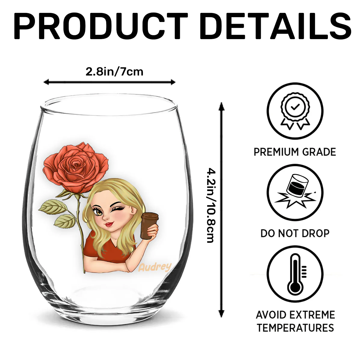 Badass B*tch - Personalized Stemless Wine Glass - Image 7
