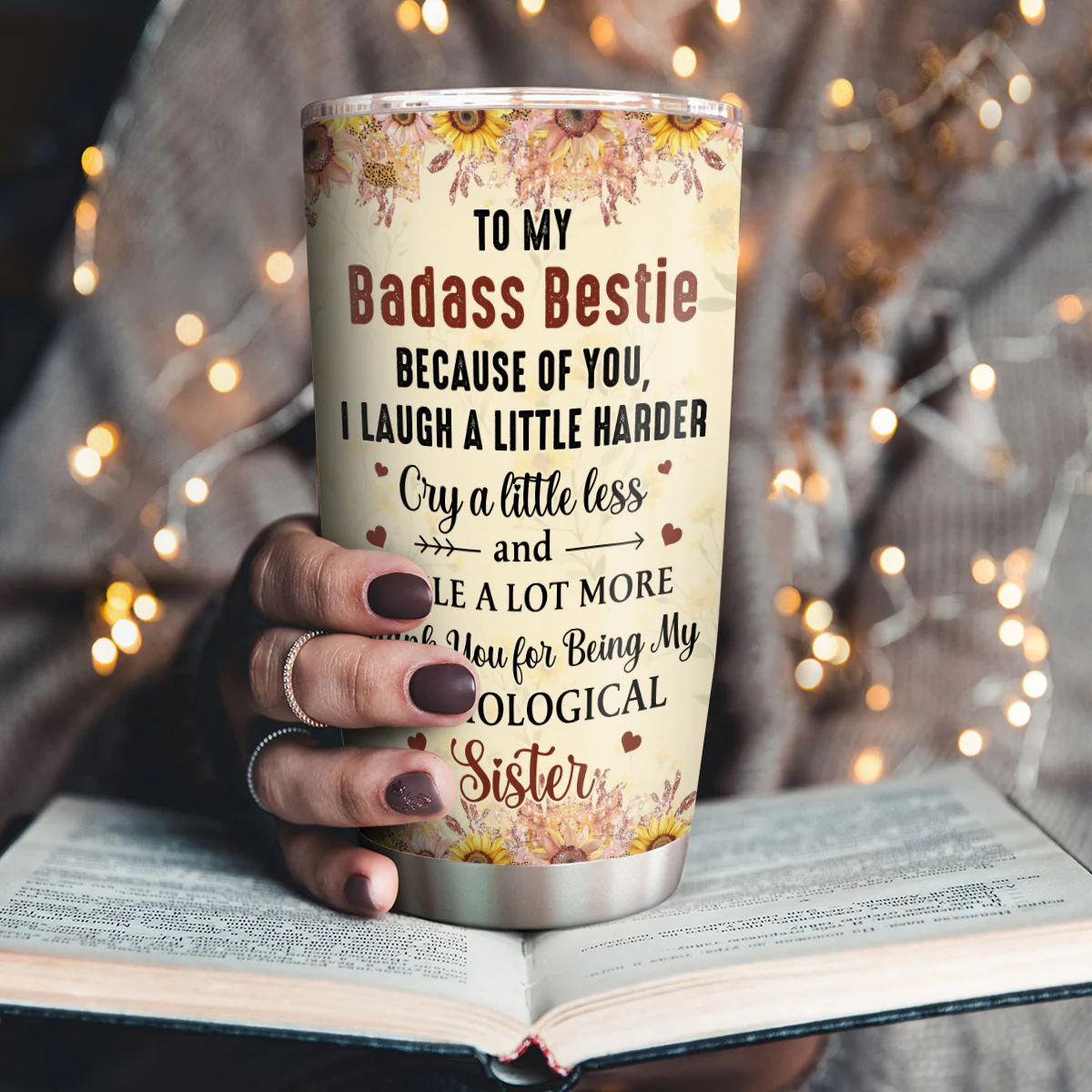 Badass Bestie Vibes - Personalized Stainless Steel Tumbler - Image 3