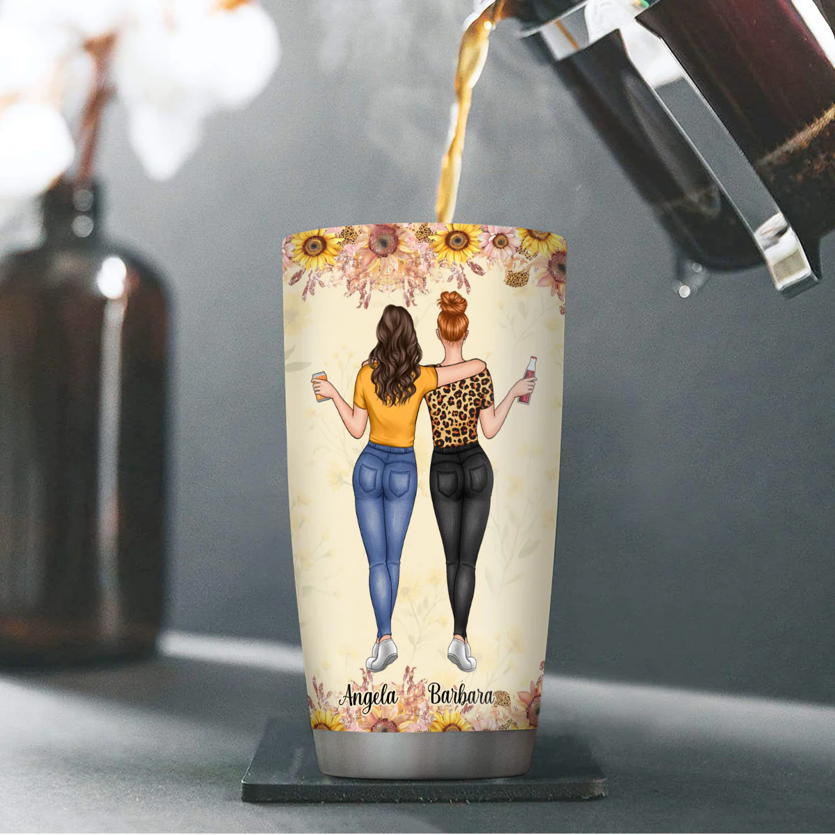 Badass Bestie Vibes - Personalized Stainless Steel Tumbler - Image 4
