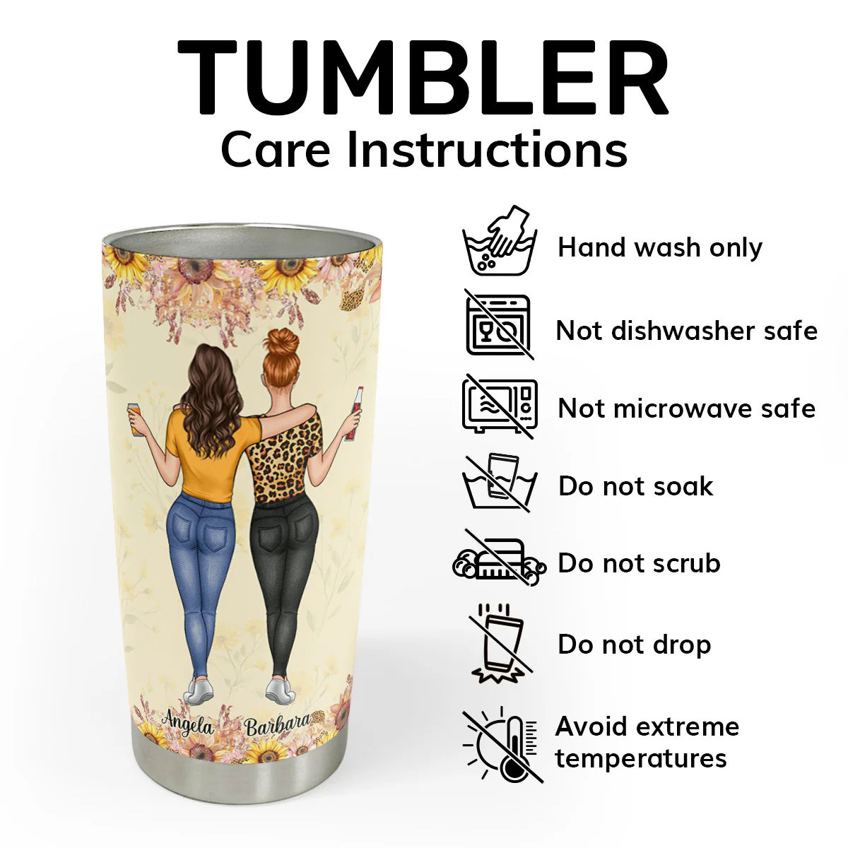 Badass Bestie Vibes - Personalized Stainless Steel Tumbler - Image 5