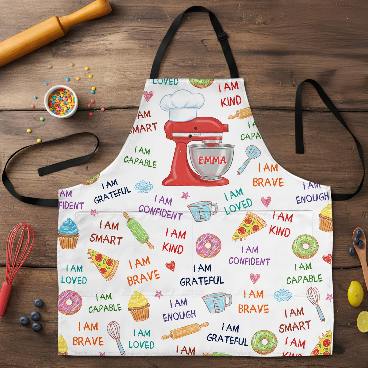 Baking I Am Kind Smart Loved - Personalized Kid Apron With Pocket - Image 4