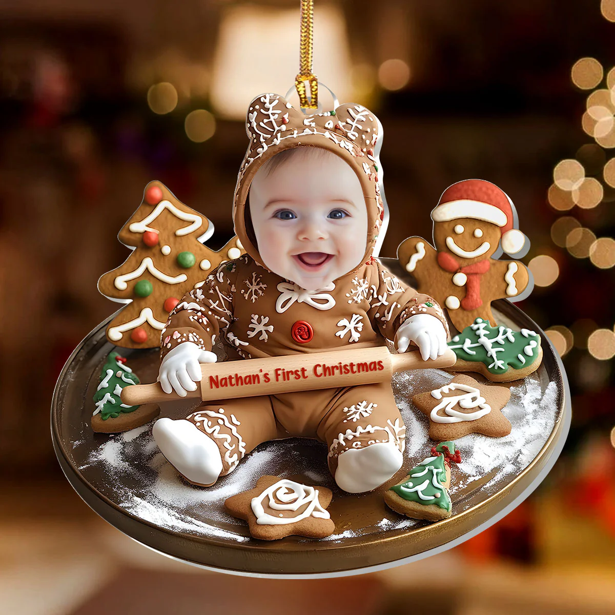 Baking With Baby: A Gingerbread Christmas - Personalized 1-Layer Acrylic Ornament - Image 2