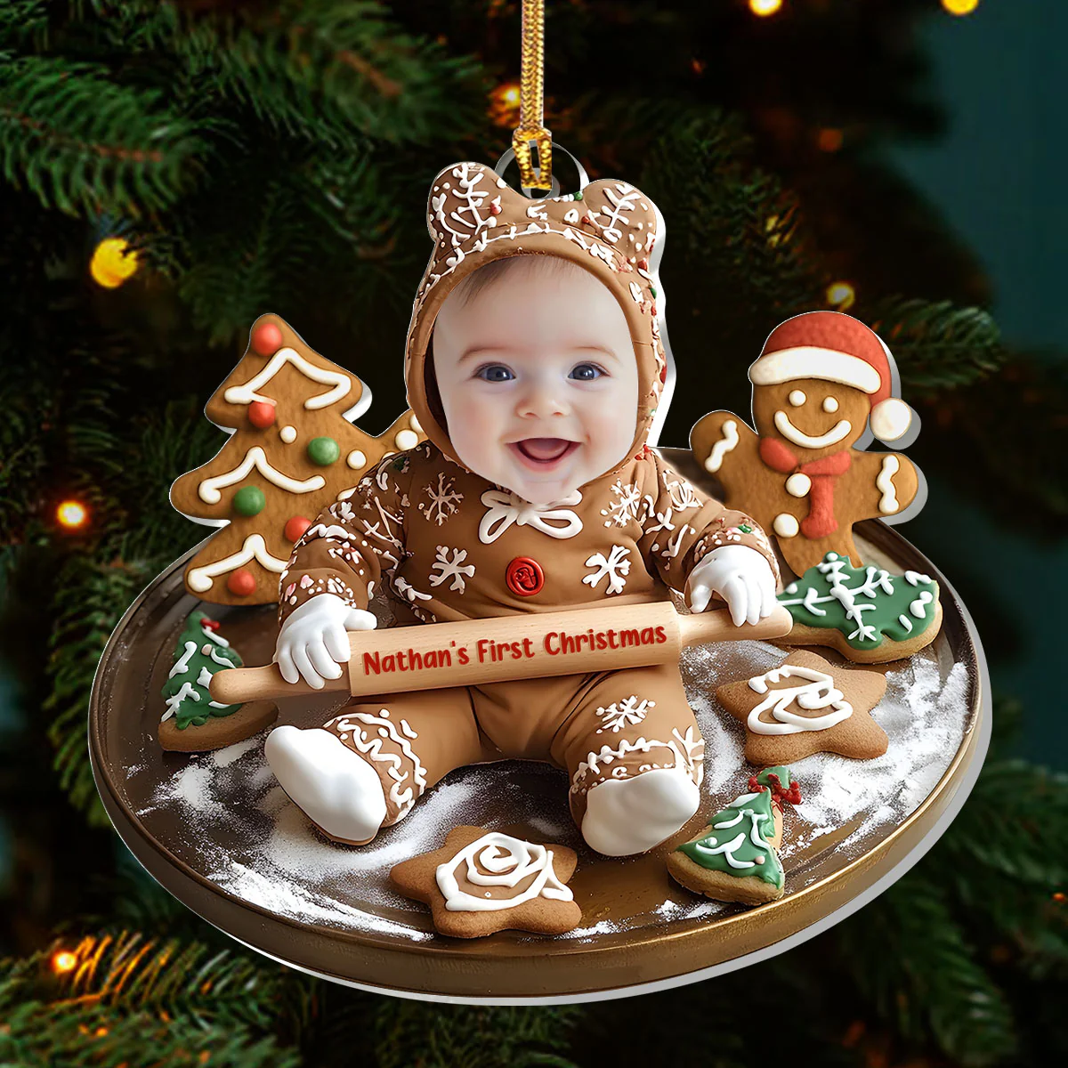Baking With Baby: A Gingerbread Christmas - Personalized 1-Layer Acrylic Ornament - Image 3