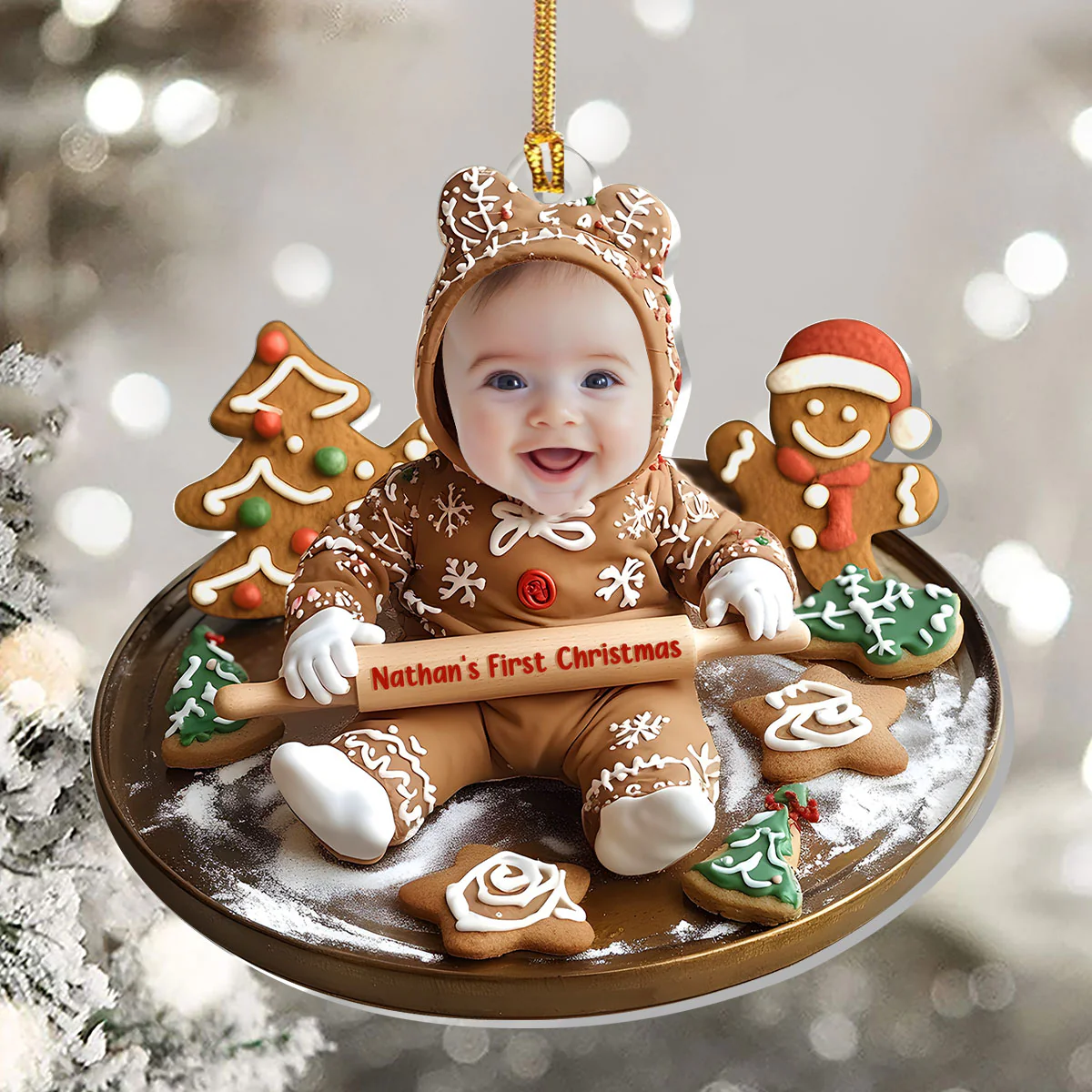 Baking With Baby: A Gingerbread Christmas - Personalized 1-Layer Acrylic Ornament - Image 5