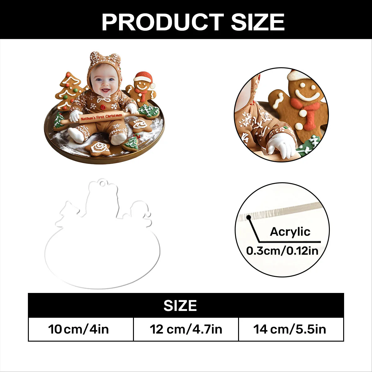 Baking With Baby: A Gingerbread Christmas - Personalized 1-Layer Acrylic Ornament - Image 7