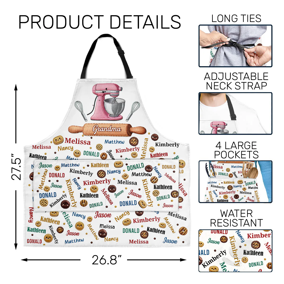 Baking With Love - Personalized Apron With Pocket - Image 4