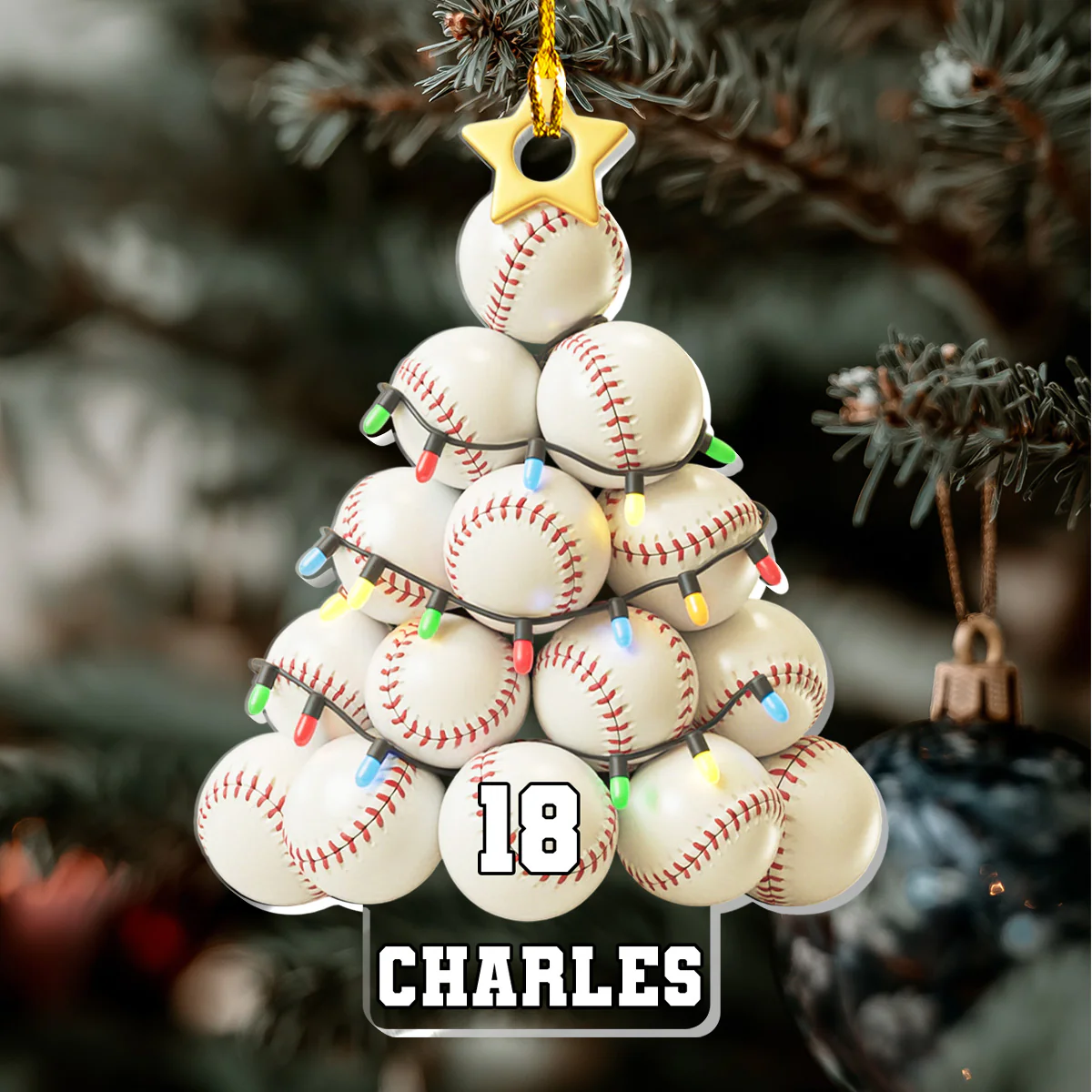 Baseball Lovers - Personalized 1-Layer Acrylic Ornament - Image 3