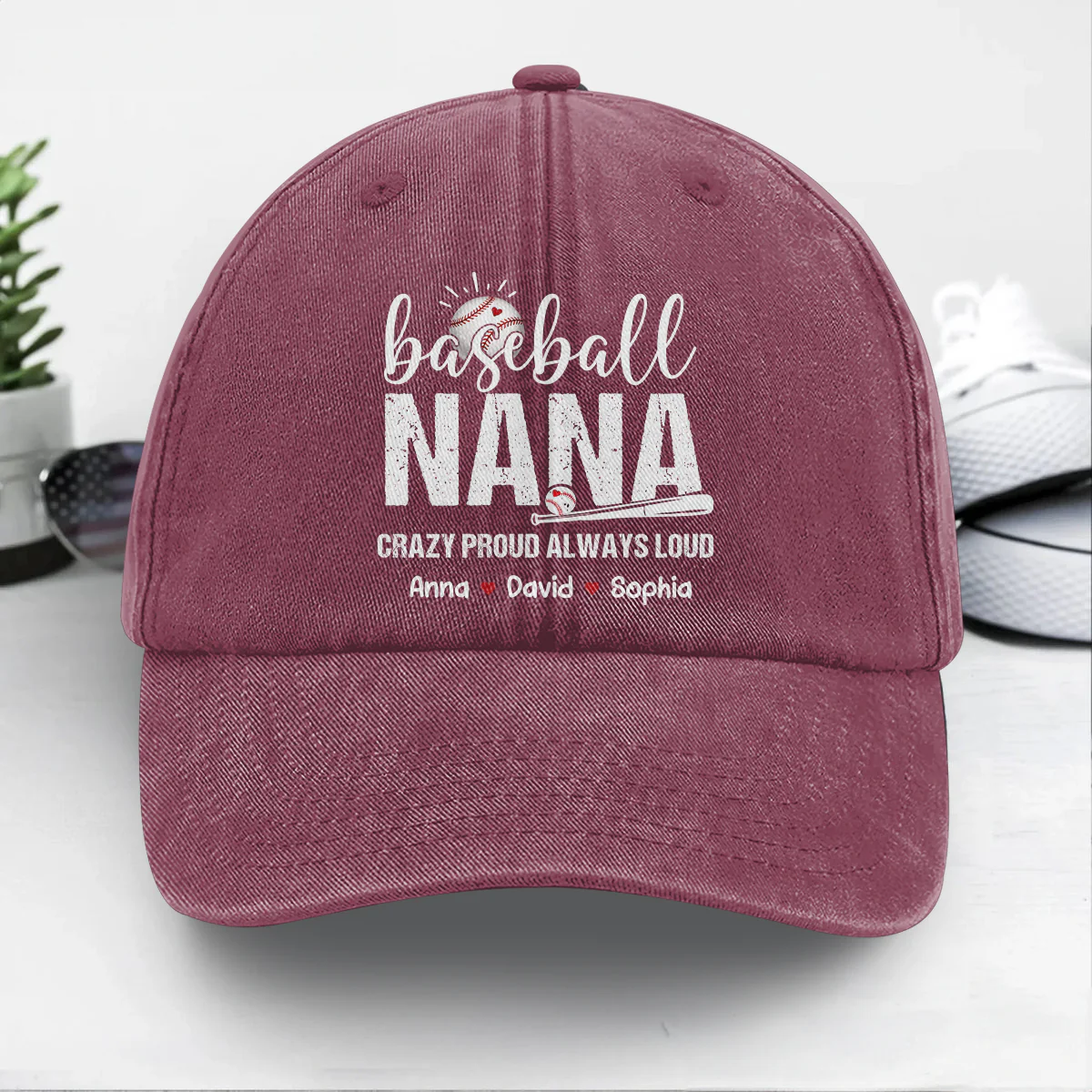 Baseball Nana Gift For Grandma, Mom - Personalized Vintage Washed Denim Cap - Image 5