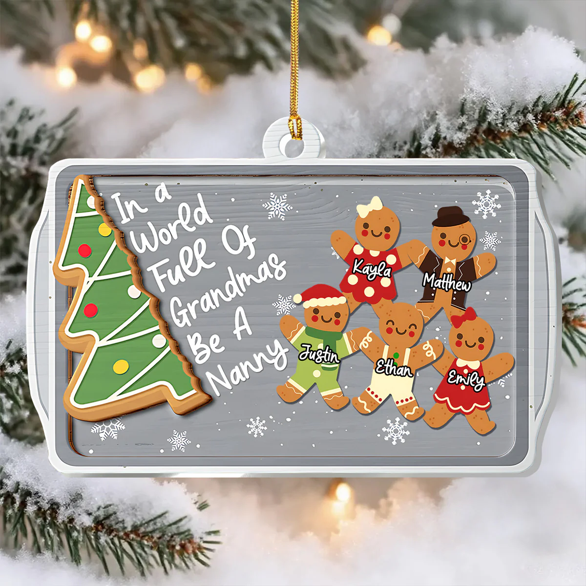 Be A Nana In A World Full Of Grandmas - Personalized 1-Layer Acrylic Ornament - Image 4