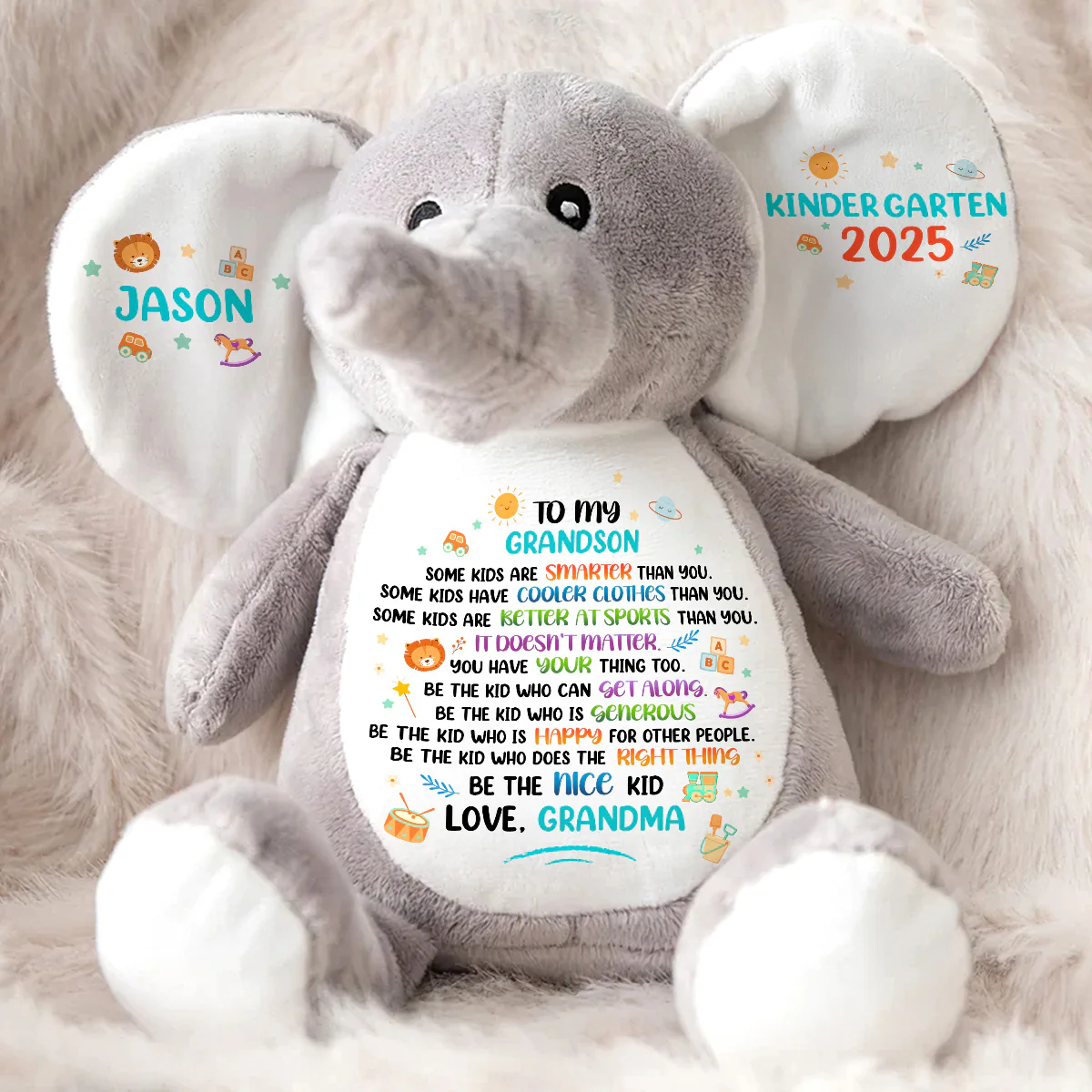 Be The Nice Kid - Personalized Stuffed Elephant - Image 2