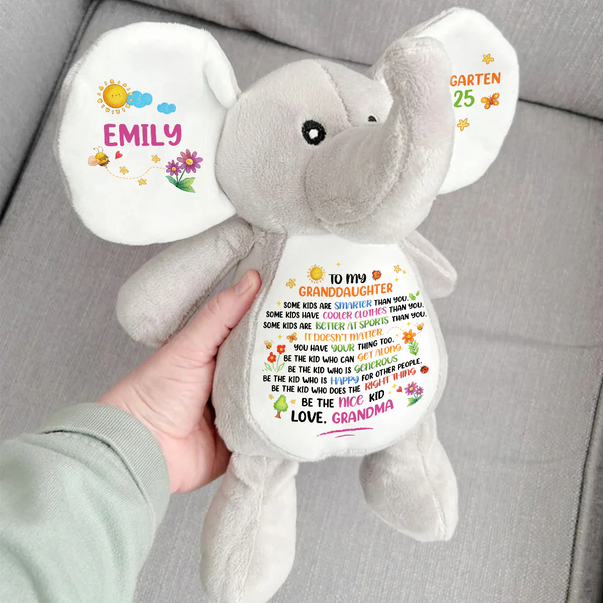 Be The Nice Kid - Personalized Stuffed Elephant - Image 3