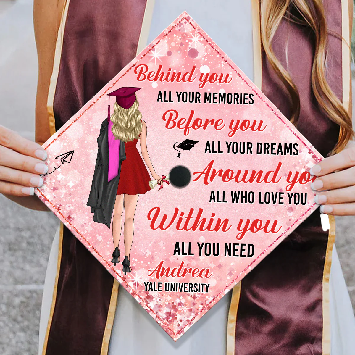 Before You All Your Dreams - Personalized Graduation Cap Topper - Image 2