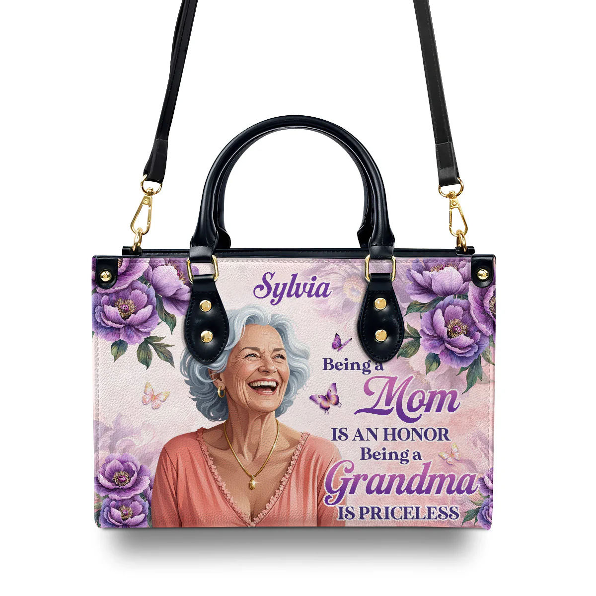Being A Grandma Is Priceless - Personalized Leather Handbag - Image 3