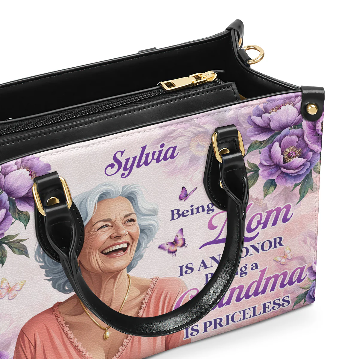 Being A Grandma Is Priceless - Personalized Leather Handbag - Image 5