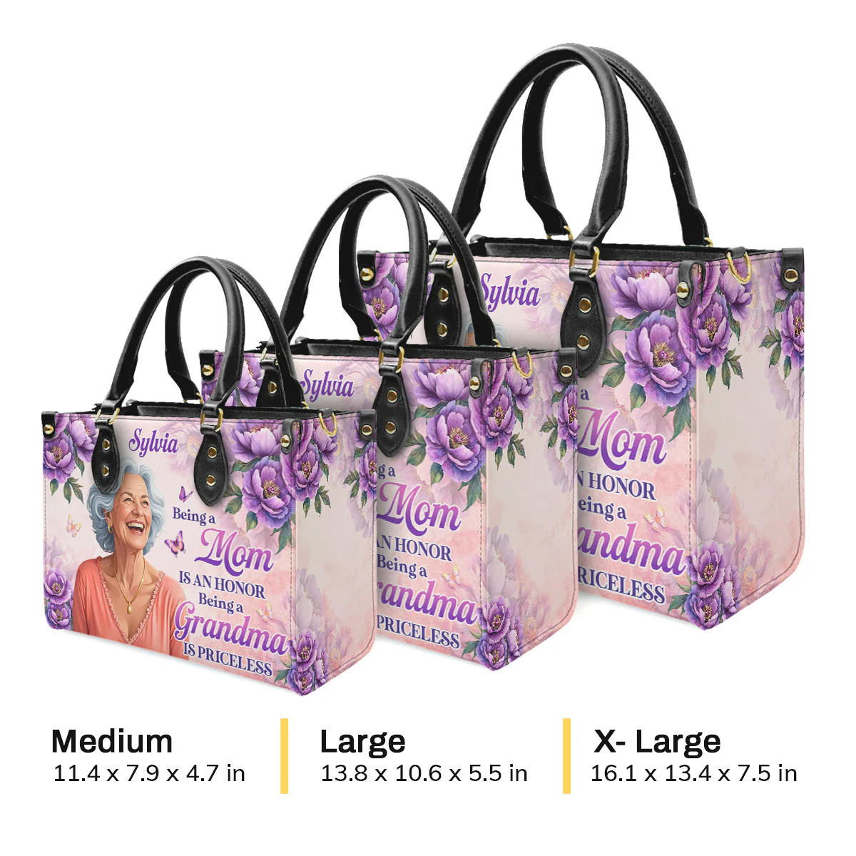 Being A Grandma Is Priceless - Personalized Leather Handbag - Image 7
