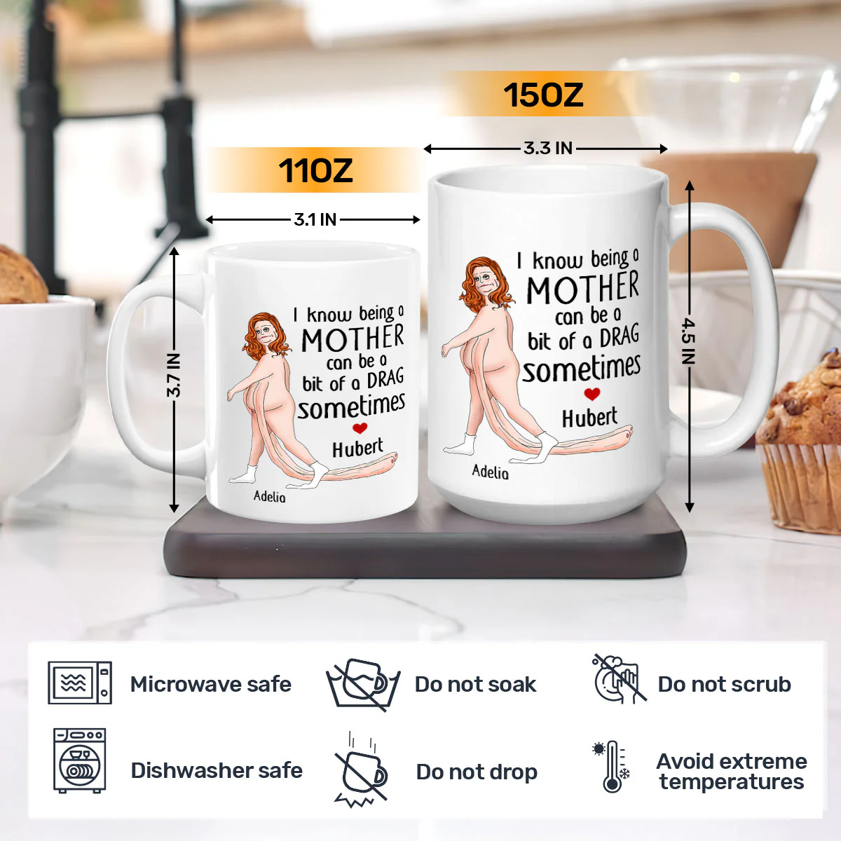 Being A Mother Can Be A Drag Sometimes - Personalized Ceramic Coffee Mug - Image 3
