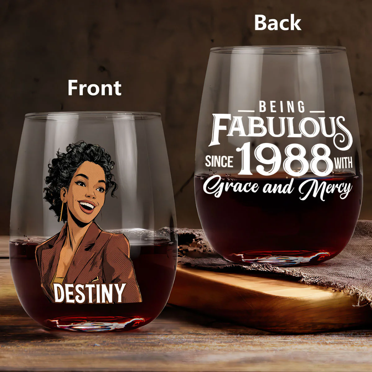 Being Fabulous - Personalized Stemless Wine Glass - Image 3