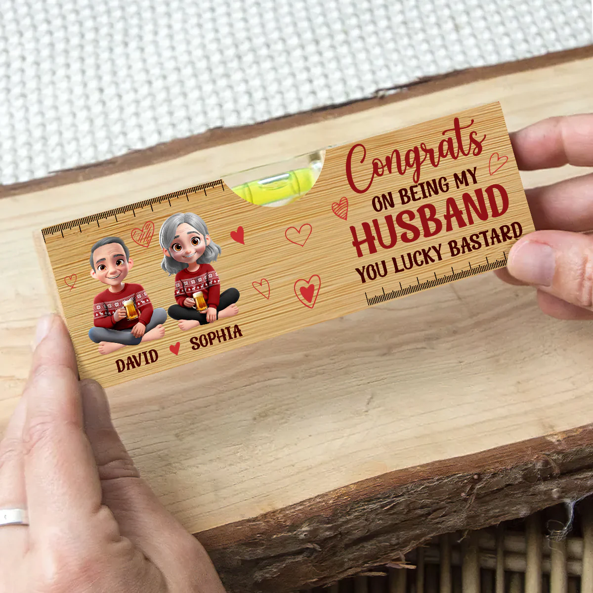 Being My Husband  - Personalized Wooden Spirit Level Bottle Opener - Image 4