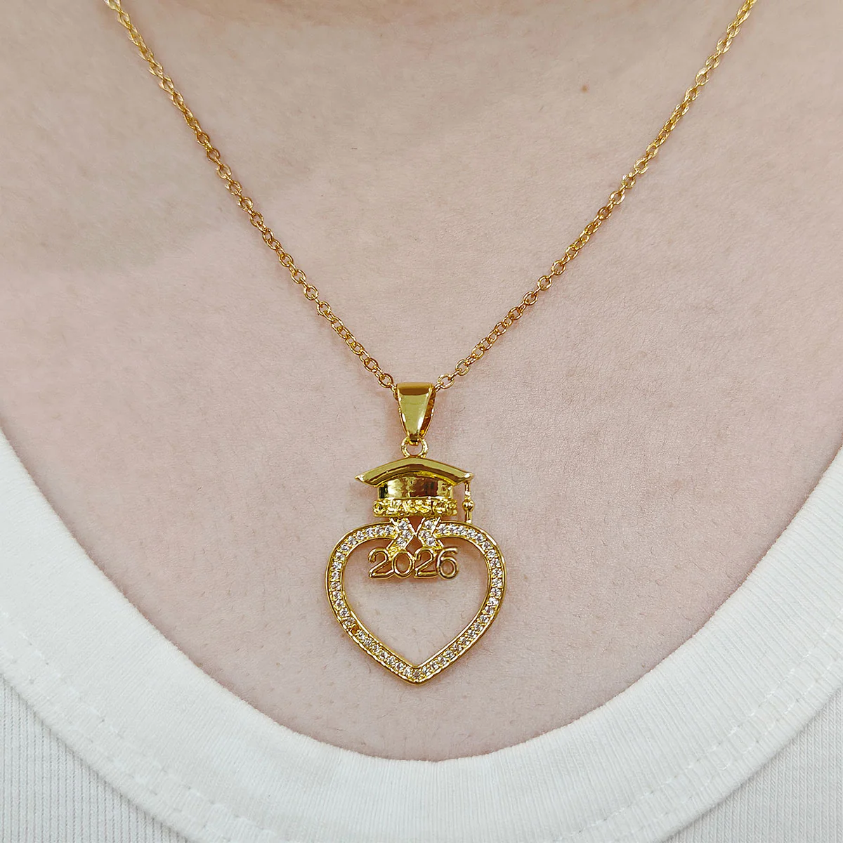 Believe, Achieve, Enjoy The Journey - Personalized Grad Cap Heart Necklace With Box & Card 2026 - Image 5