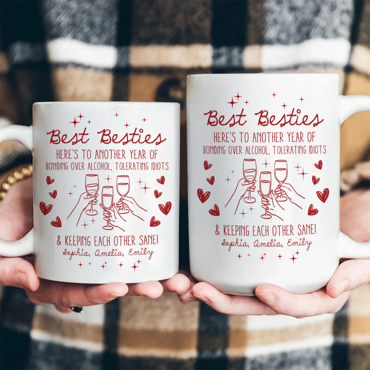 Best B*tches Here's To Another Year Of Us Laughing At Our Own Jokes - Personalized Ceramic Coffee Mug - Image 4
