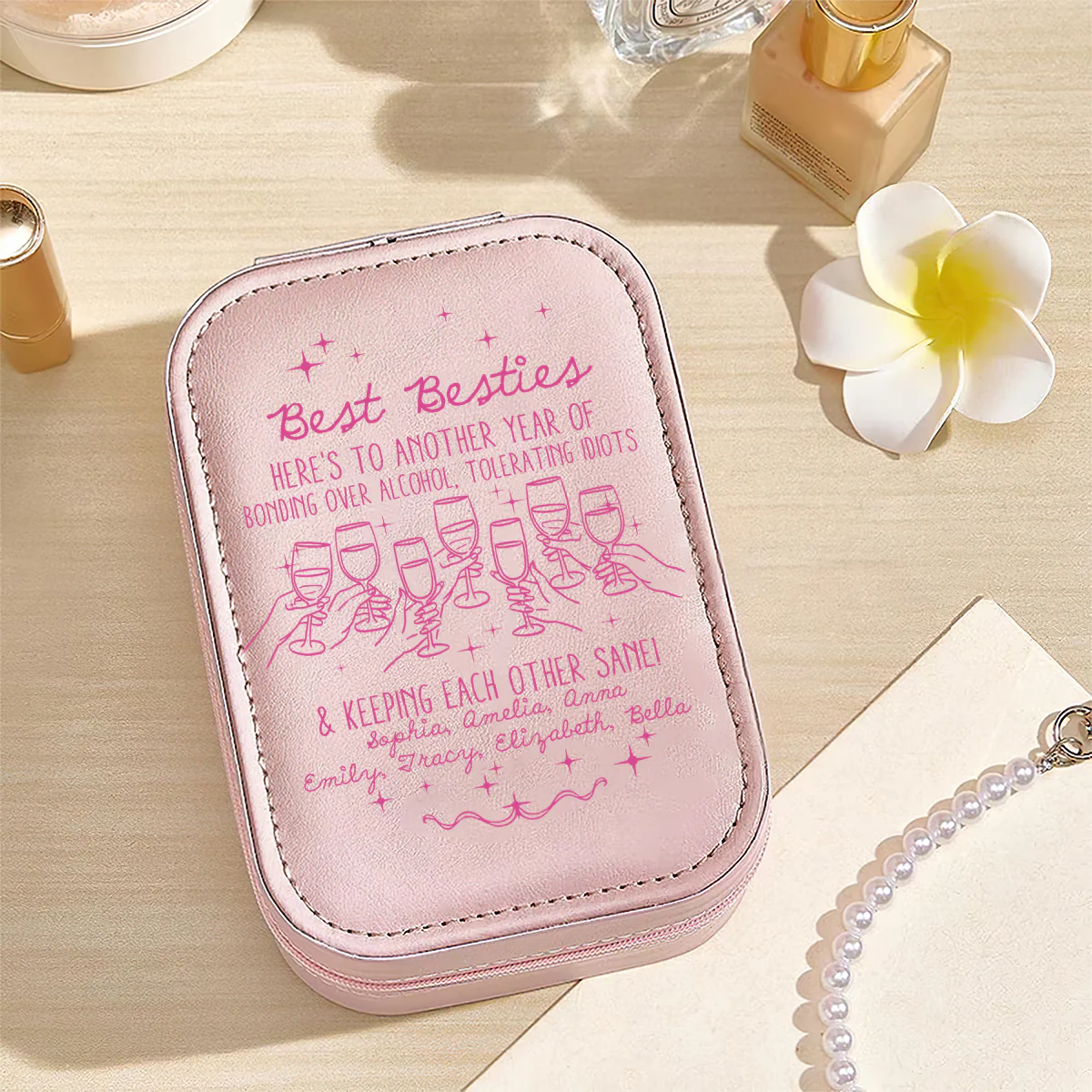 Best B*tches Here's To Another Year Of Us Laughing At Our Own Jokes - Personalized Custom Jewelry Box With LED Mirror - Image 3